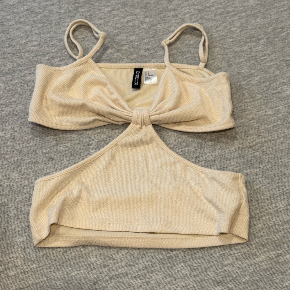 H&M Cream Cut-Out Tie Front Tank Top